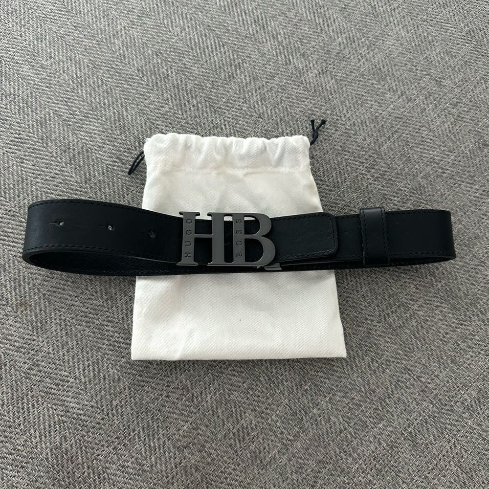 Hugo Boss Black Belt with Silver Buckle